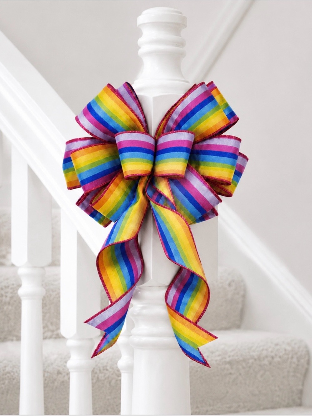10” Wide Handmade Pastel Rainbow Bow